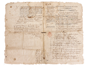 Acte de 1791 - archives du Château de la Roche Bousseau